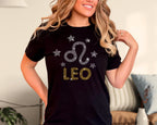 Leo Zodiac Rhinestone T-Shirt: Vintage Style Birthday Gift