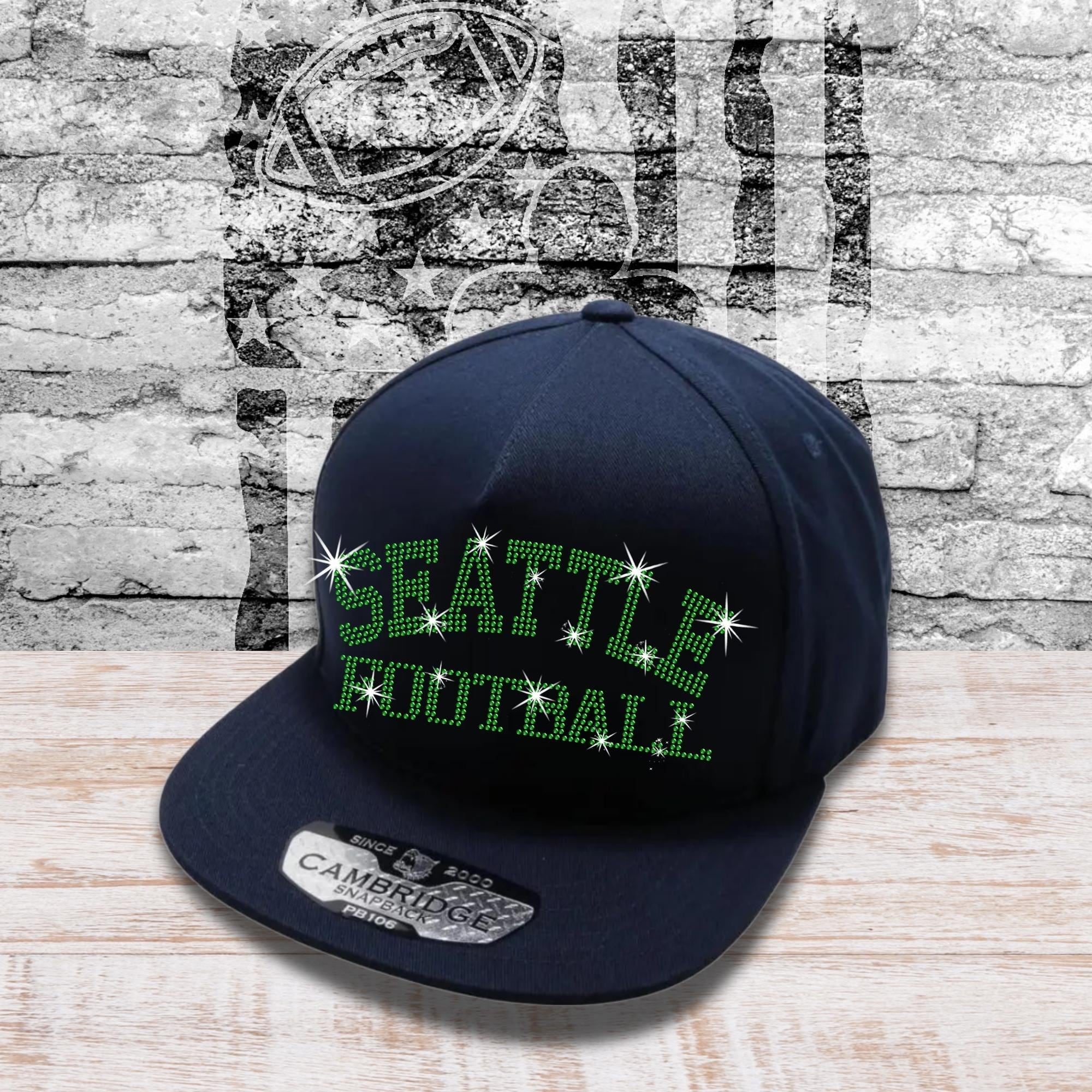 Seattle Football Rhinestone Snapback Cap: Sport Team Headwear