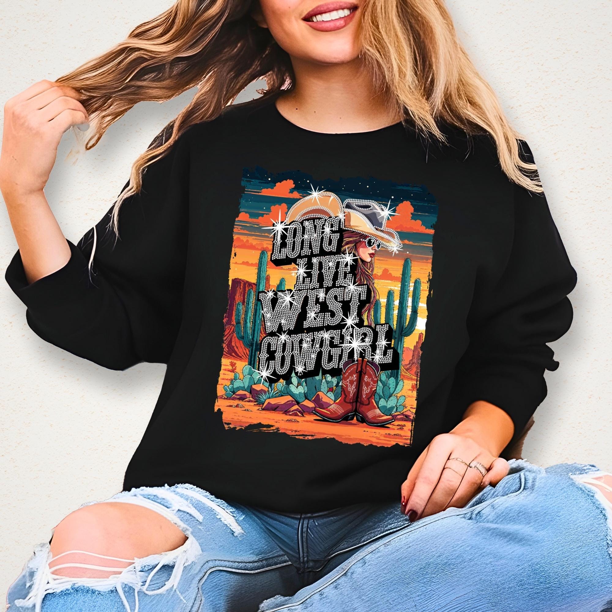 Rhinestone Cowgirl Graphic Tee: Western Concert Shirt