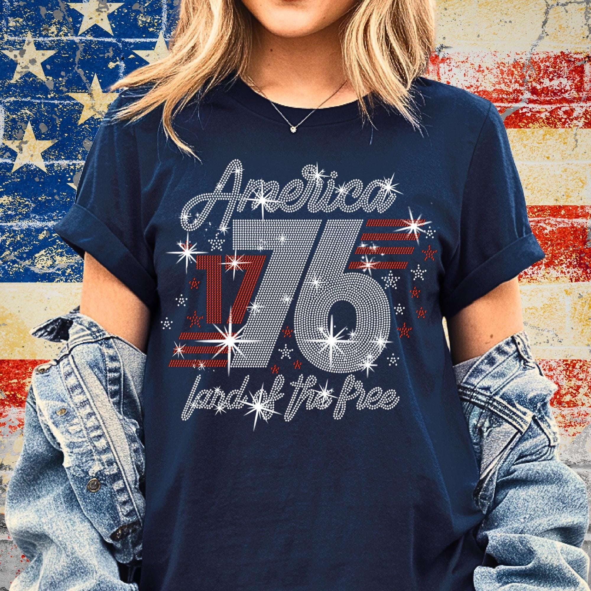 America 1776 Rhinestone T-Shirt: Patriotic Tee Gift Main image