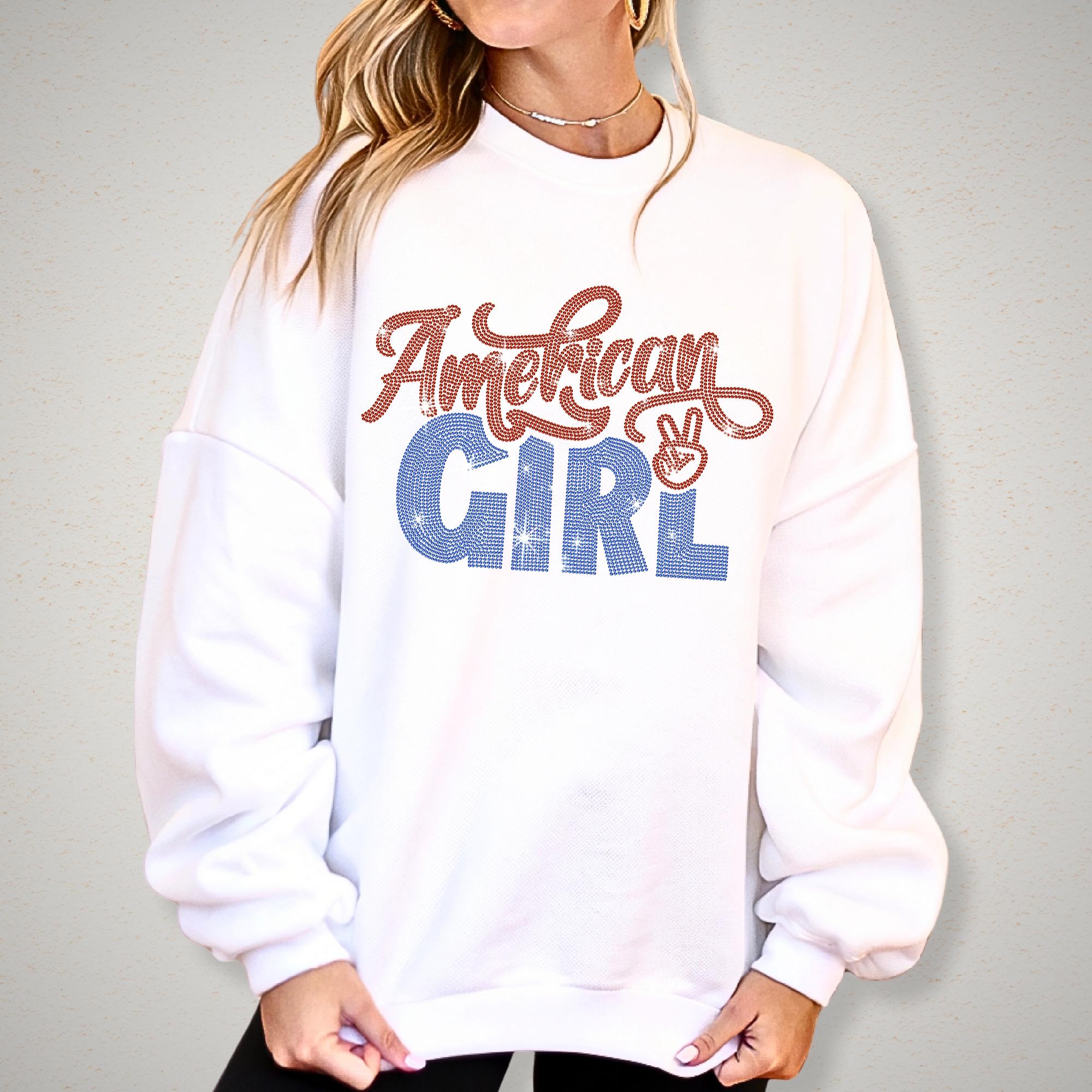 American Girl Rhinestone T-Shirt: Patriotic 4th of July Tee