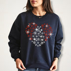 Rhinestone Heart Stars T-Shirt: Red White Blue USA Pride Tee