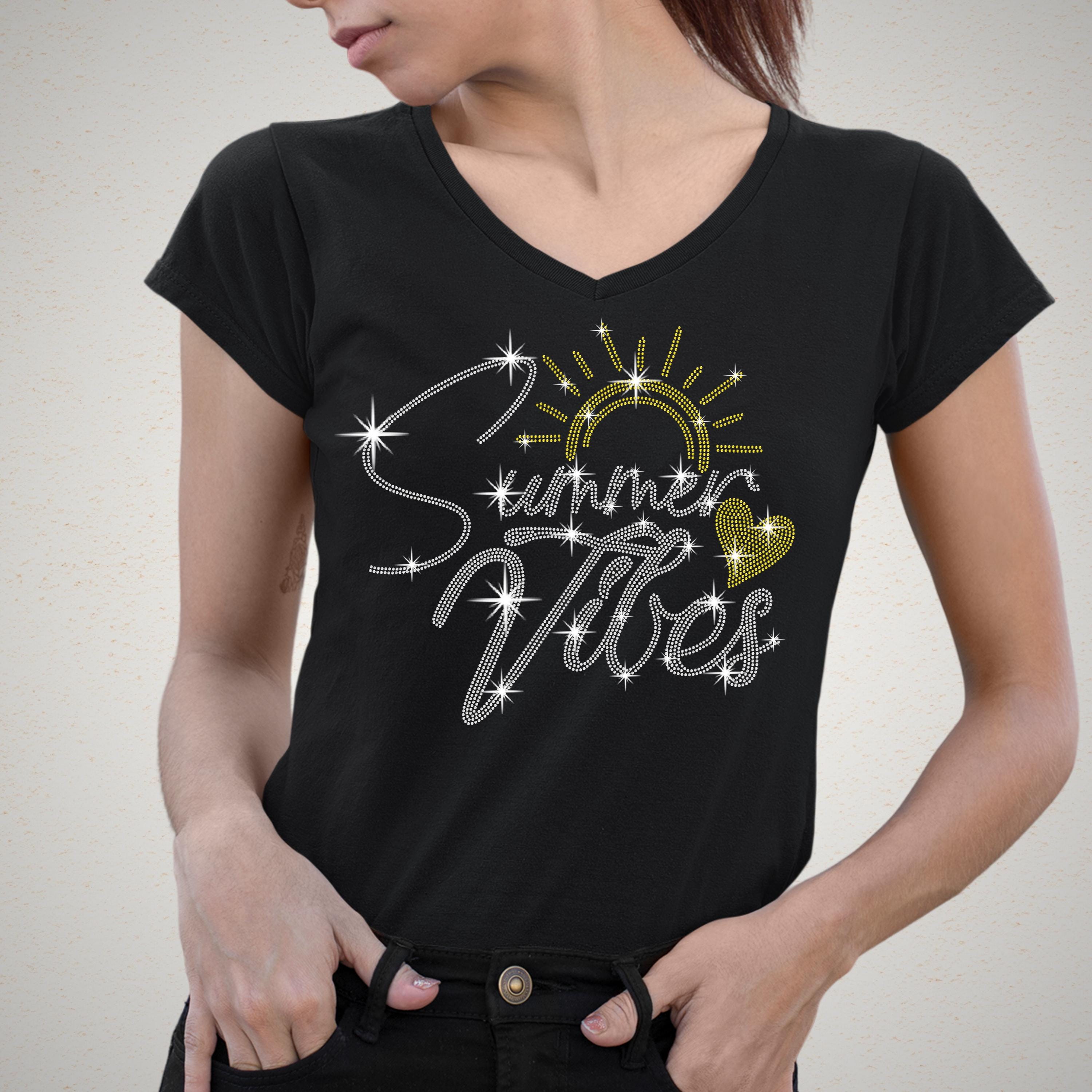 Summer Vibes Rhinestone T-Shirt: Sunshine Heart Tee