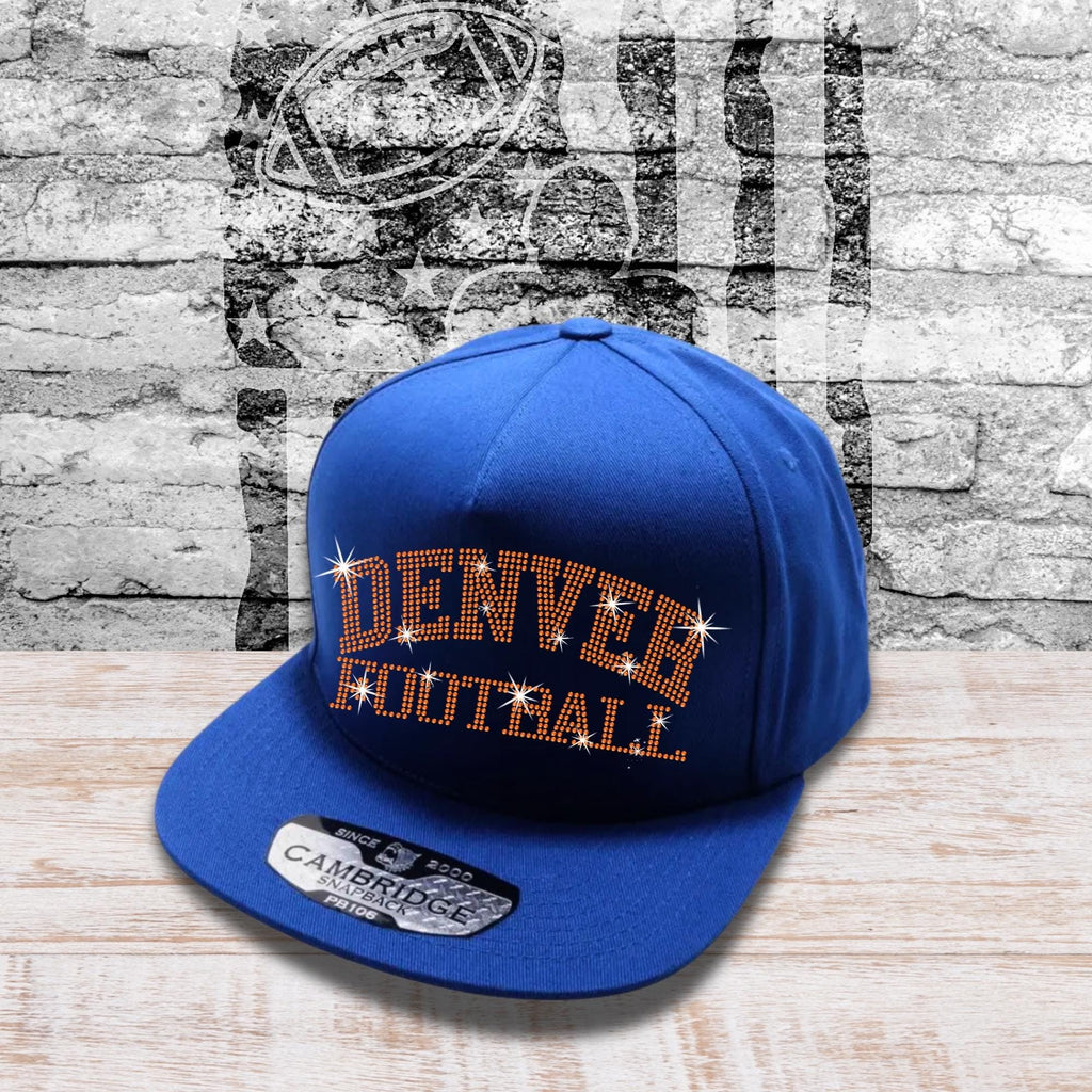 Denver Football Rhinestone Trucker Hat: Adjustable Sport Cheer Cap