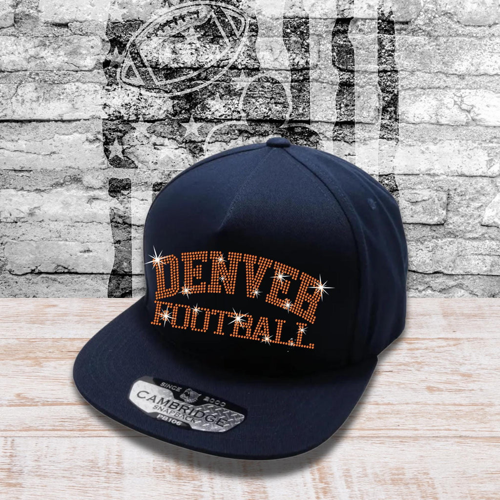 Denver Football Rhinestone Trucker Hat: Adjustable Sport Cheer Cap
