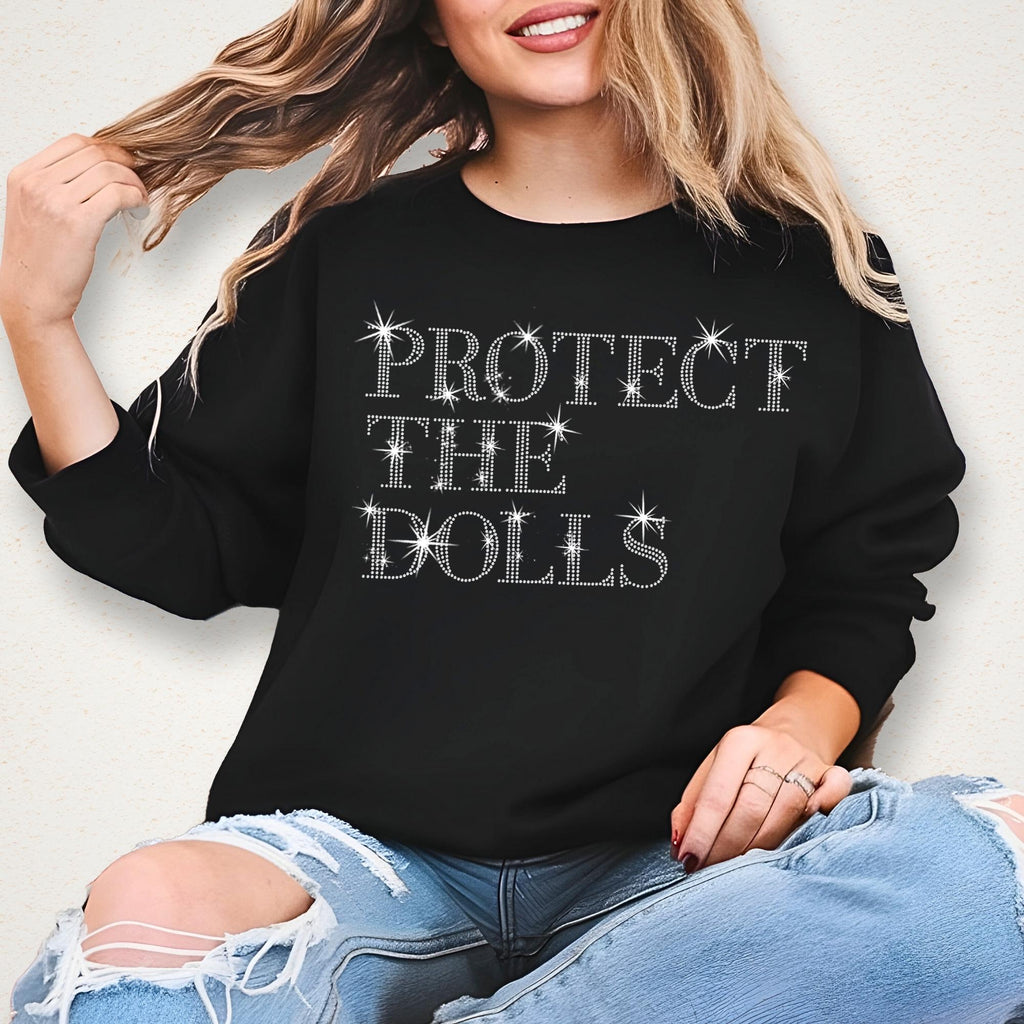 Protect The Dolls Rhinestone T-Shirt: Feminist Equality Tee