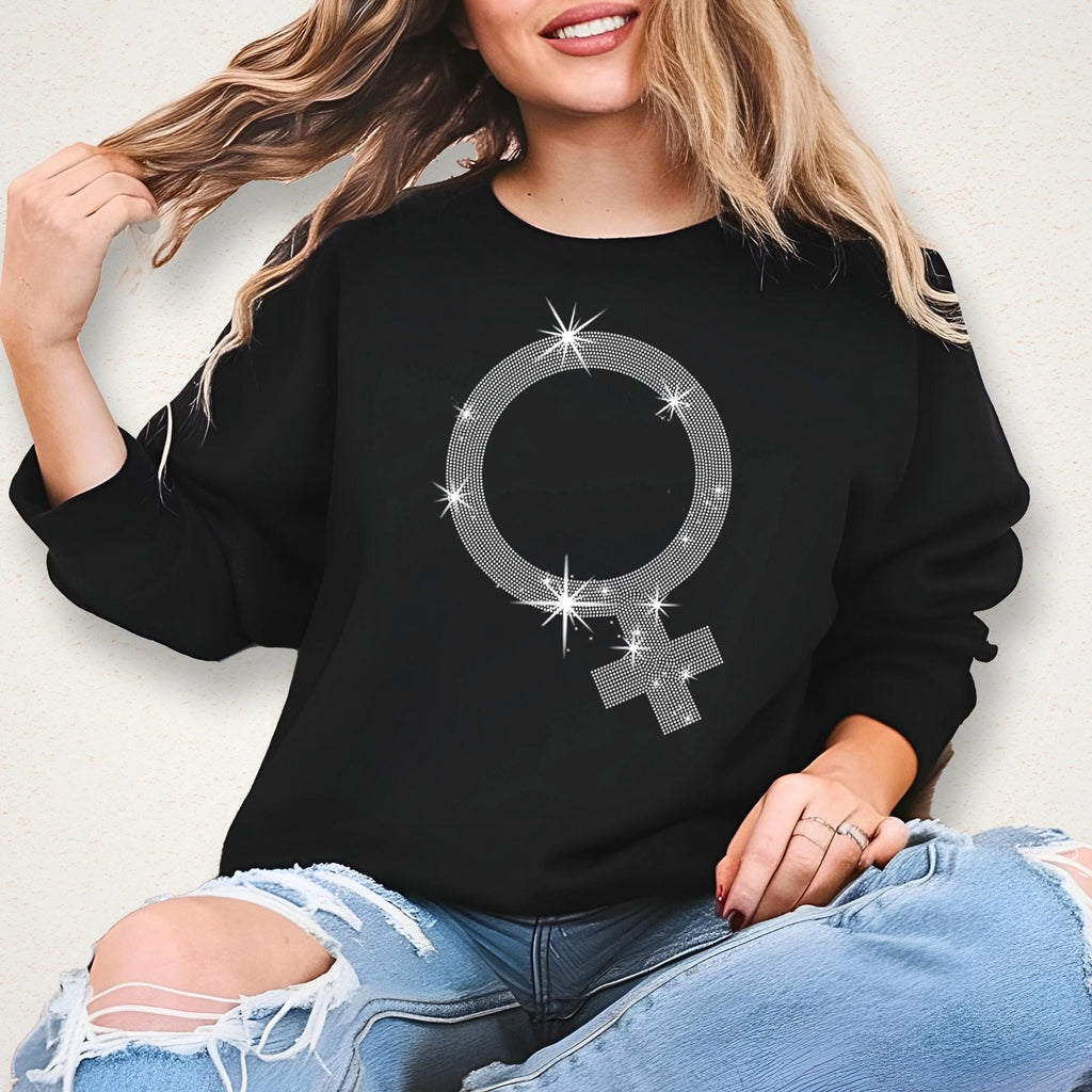 Feminism Symbol Rhinestone T-Shirt: Women's Empowerment Tee
