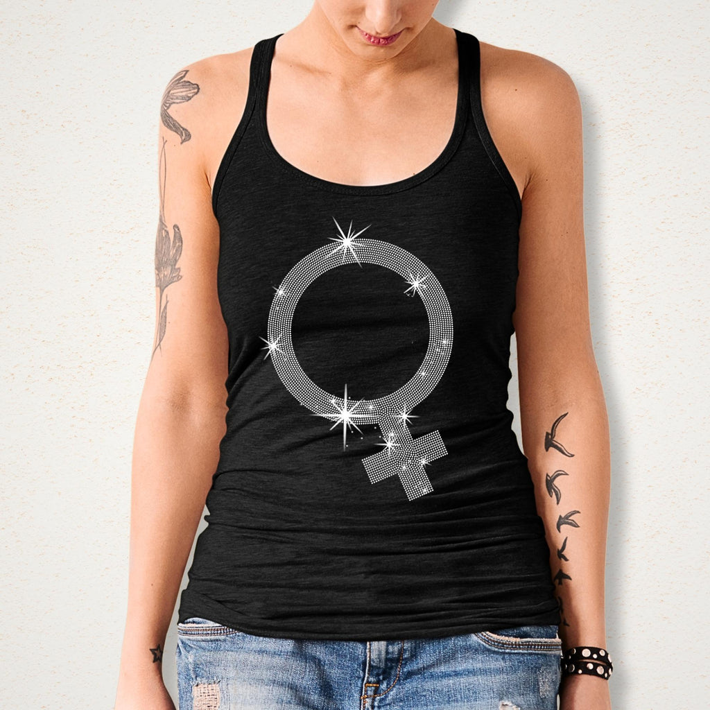 Feminism Symbol Rhinestone T-Shirt: Women's Empowerment Tee