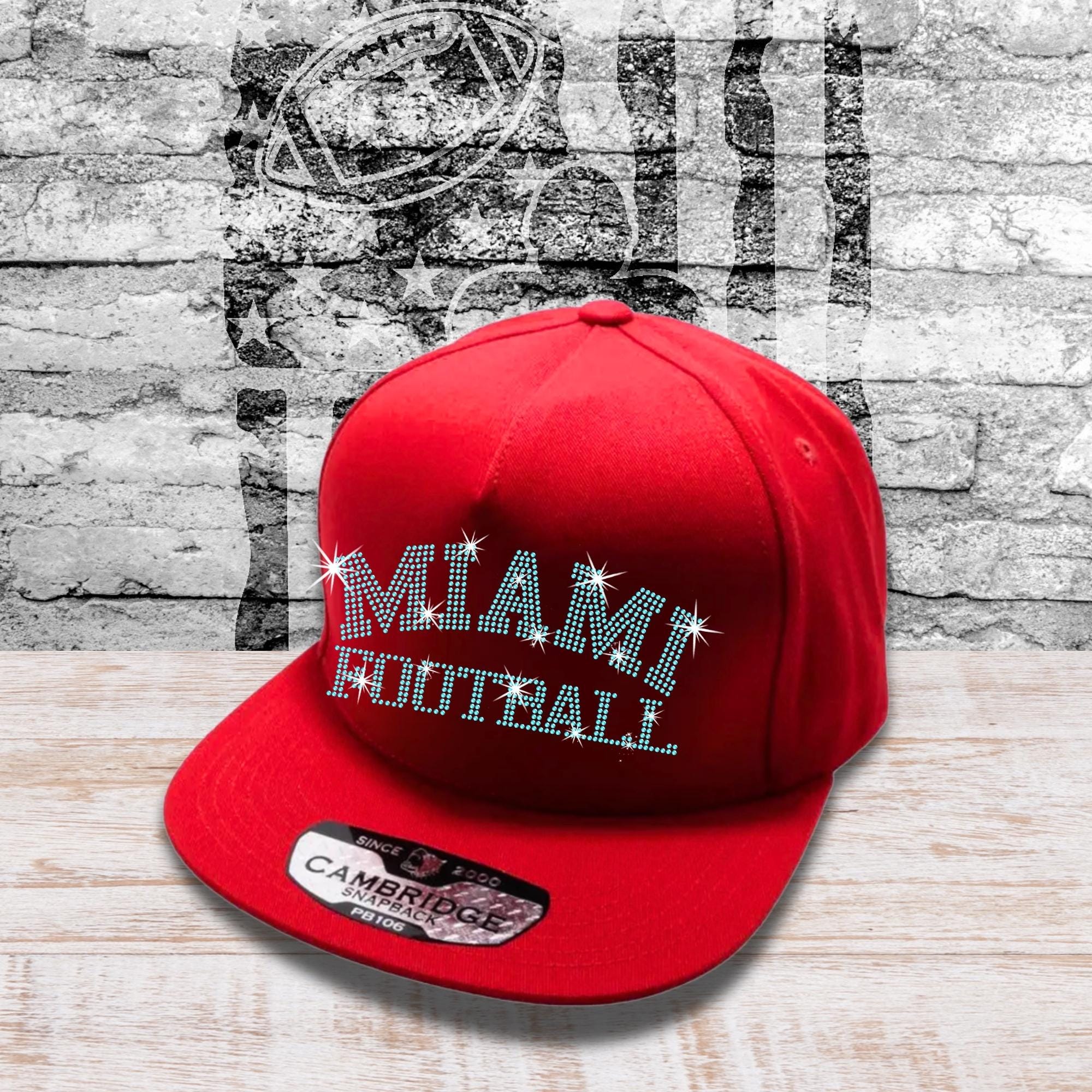 Miami Football Rhinestone Cap: Sport Season Cheer Hat