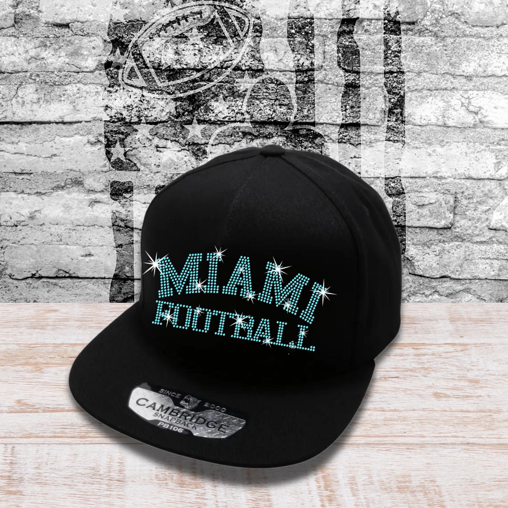 Miami Football Rhinestone Cap: Sport Season Cheer Hat