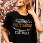 Baltimore Rhinestone Football T-Shirt: Dazzling Team Spirit Tee