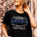 Buffalo Rhinestone Football T-Shirt: Sparkling Gameday Tee