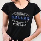 Dallas Rhinestone Football T-Shirt: Gameday Sparkle
