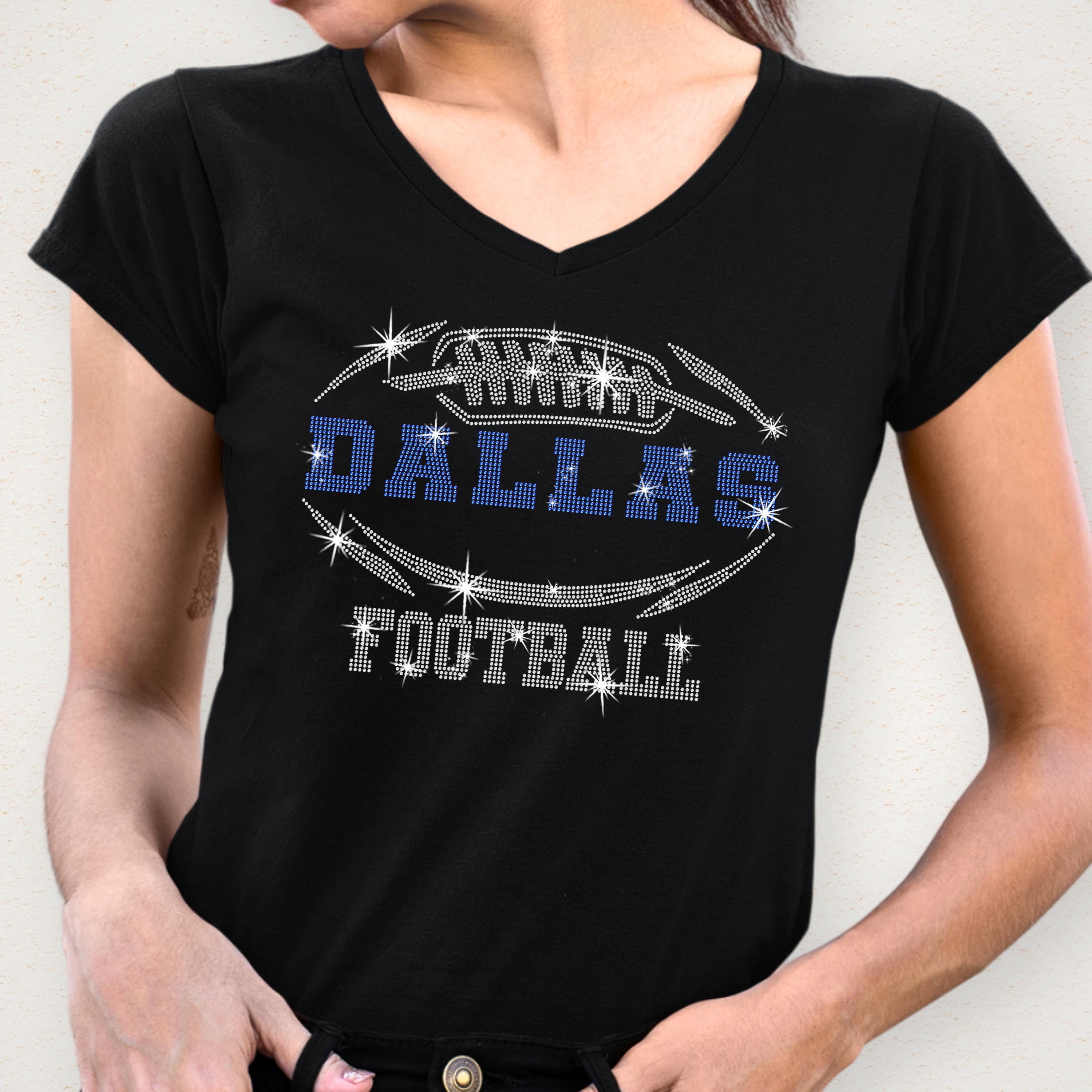 Dallas Rhinestone Football T-Shirt: Gameday Sparkle