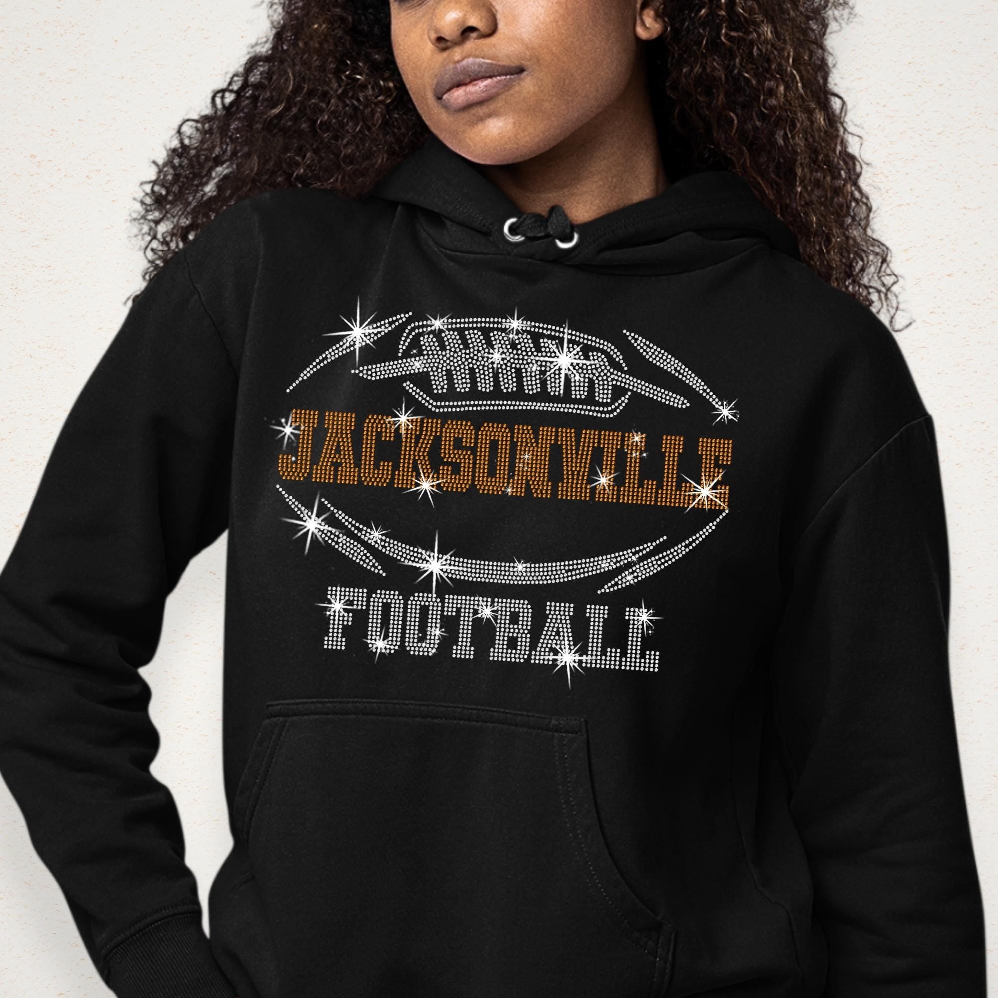Jacksonville Rhinestone Football T-Shirt: Sparkling Game Day Tee