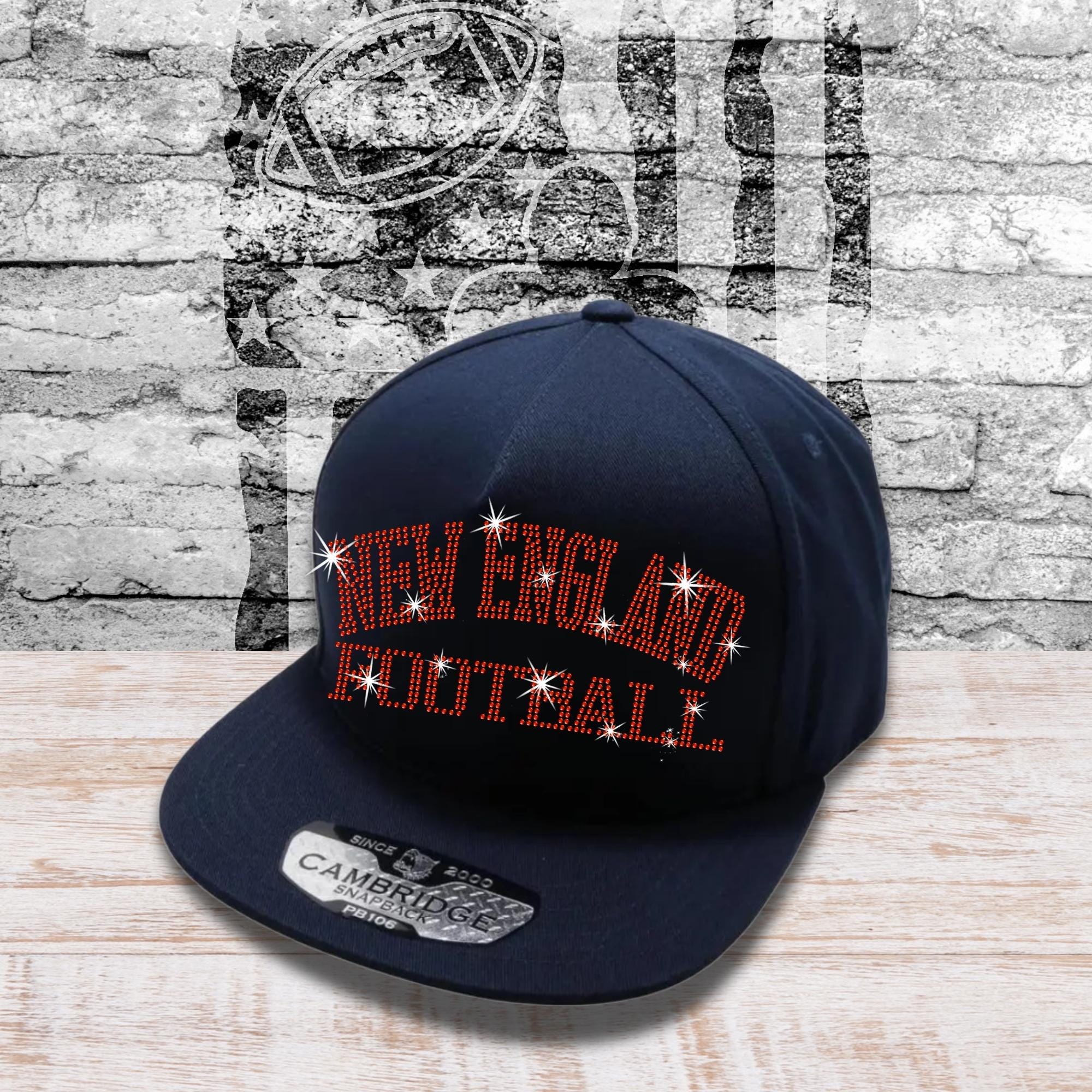 New England Football Rhinestone Snapback Cap: Vintage 90s Style Main image