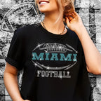 Miami Rhinestone Football T-Shirt: Sparkling Game Day Tee