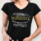 Minnesota Rhinestone Football T-Shirt: Glitter Fan Design