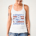 Rhinestone Cowgirl Hat T-Shirt: Howdy America USA Flag Tee