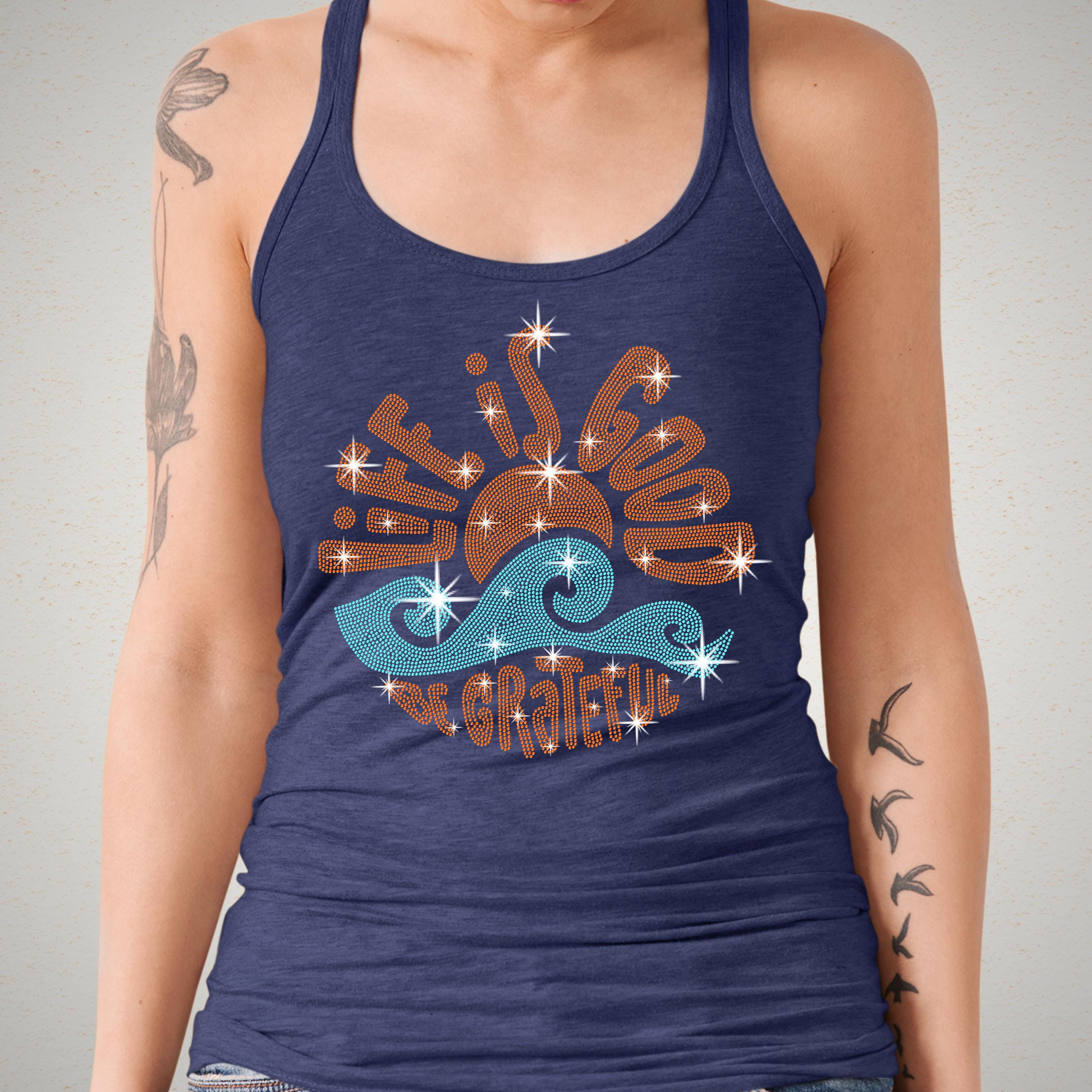 Life is Good Rhinestone T-Shirt: Grateful Beach Seaside Tee Secondary image