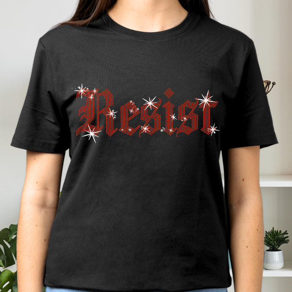 Resist Rhinestone T-Shirt: Social Justice Feminist Tee