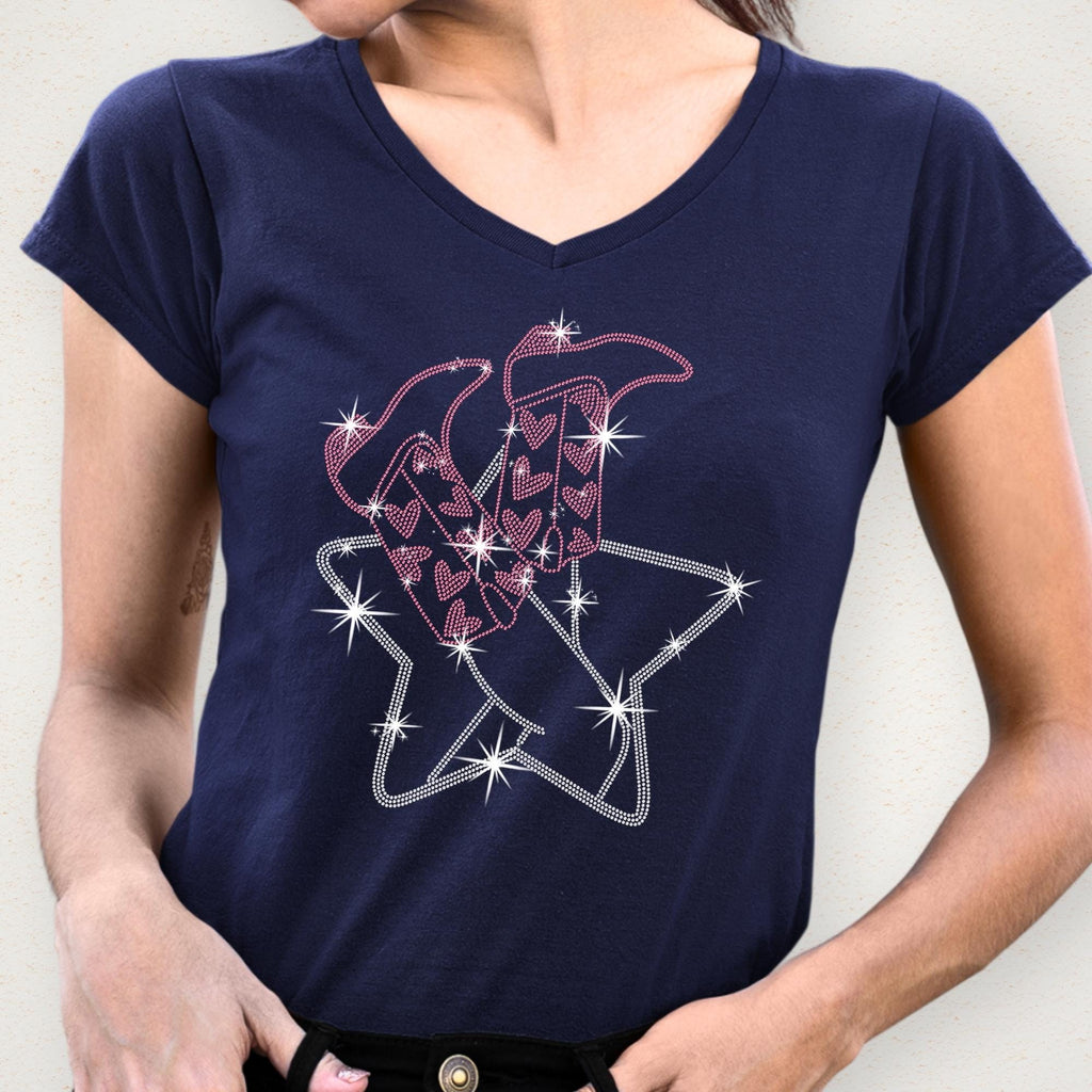 Rhinestone Cowgirl Boots T-Shirt: Sparkly Western Bachelorette Party