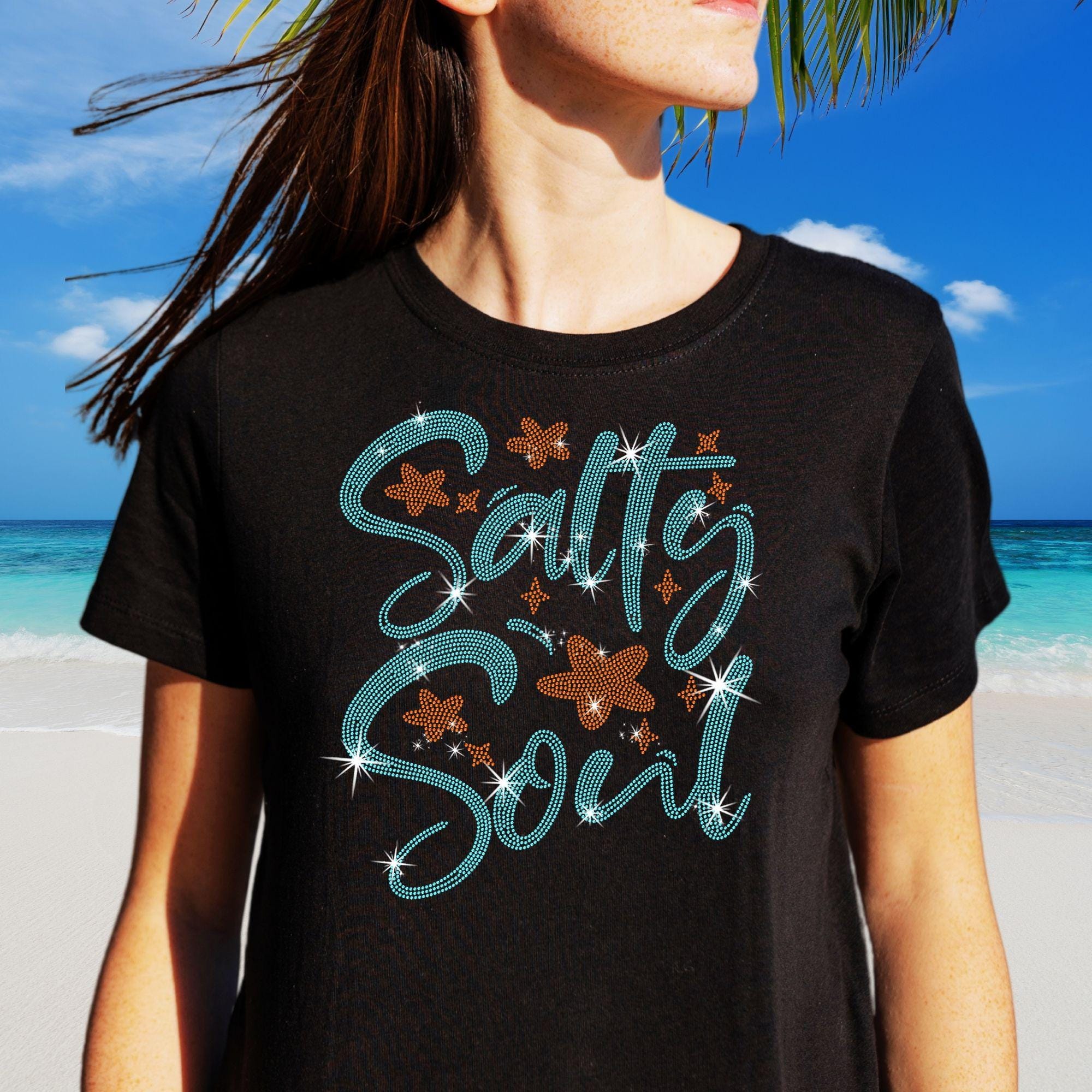 Salty Soul Rhinestone T-Shirt: Beach Vacation Tee