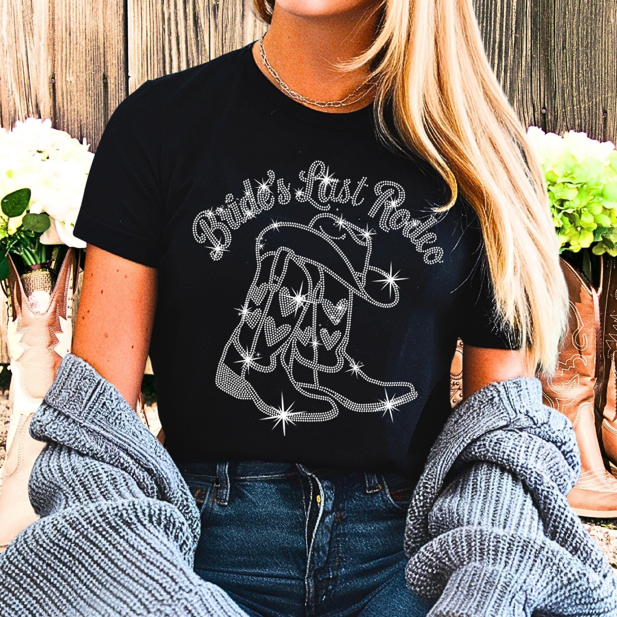 Bride's Last Rodeo Rhinestone T-Shirt: Western Bachelorette Party