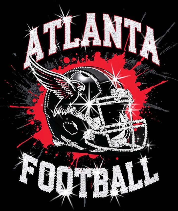 Atlanta Football Rhinestone T-Shirt: Game Day Bling Tee DTF Rhinestone Mix