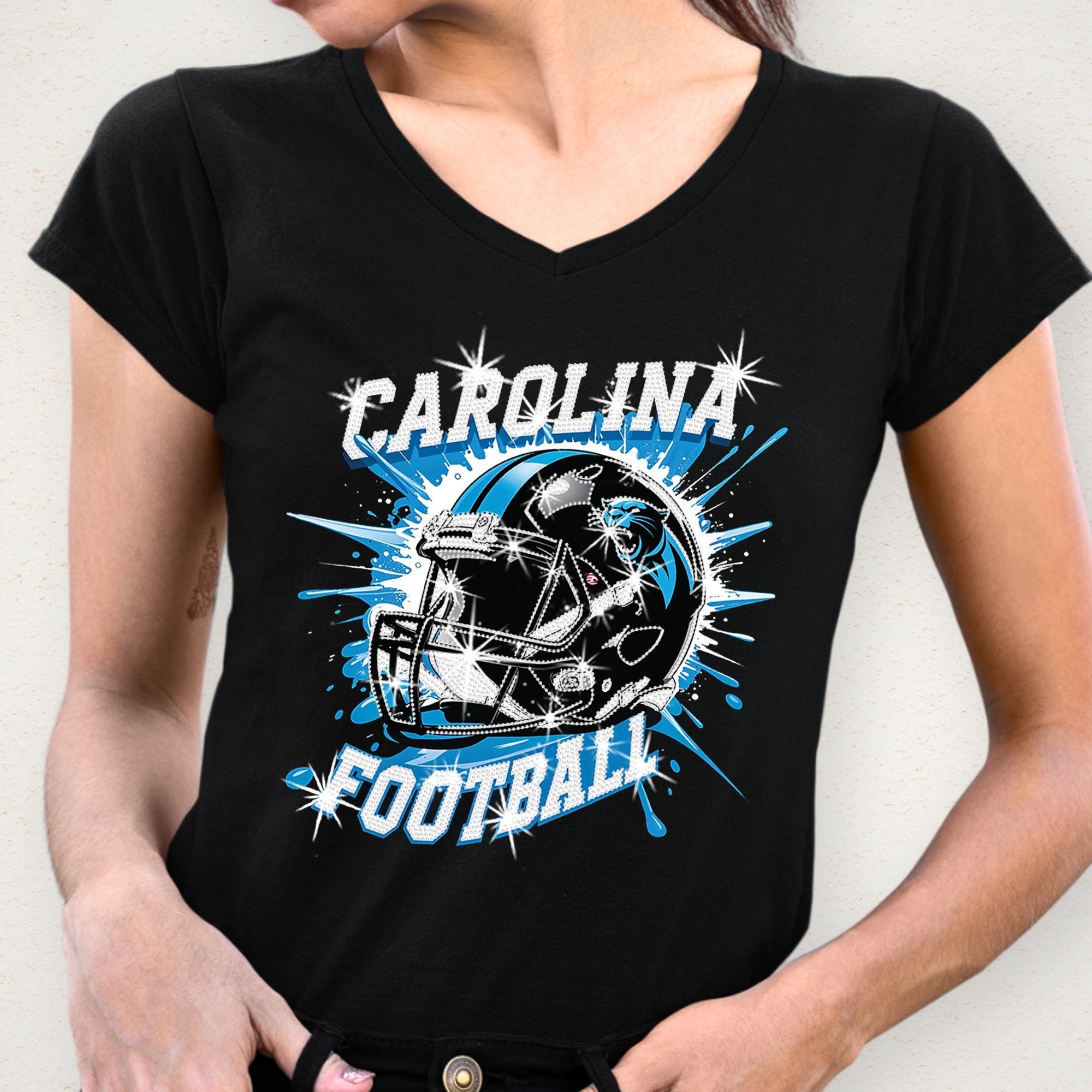 Carolina Rhinestone Game Day Shirt: Sparkly Football Fan Tee DTF and Rhinestone Mix