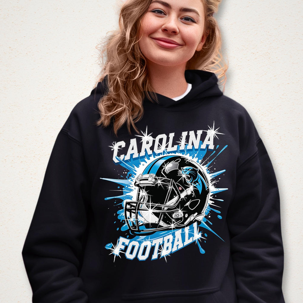 Carolina Rhinestone Game Day Shirt: Sparkly Football Fan Tee DTF and Rhinestone Mix