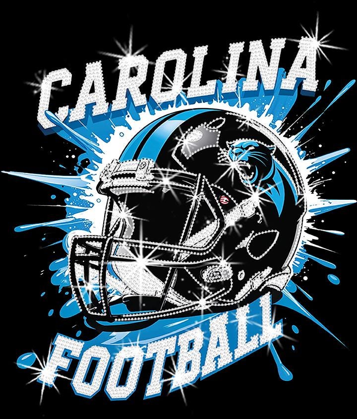Carolina Rhinestone Game Day Shirt: Sparkly Football Fan Tee DTF and Rhinestone Mix