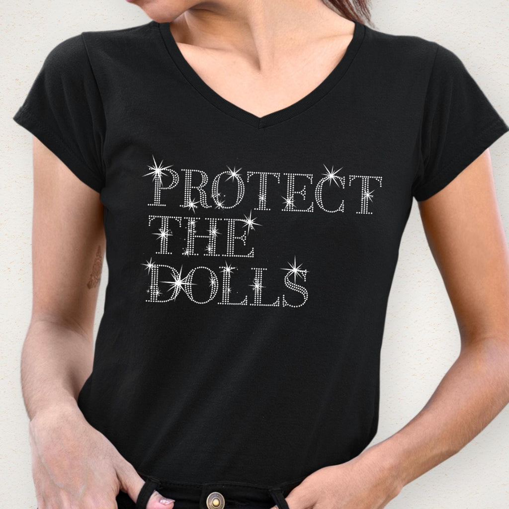 Protect The Dolls Rhinestone T-Shirt: Feminist Equality Tee
