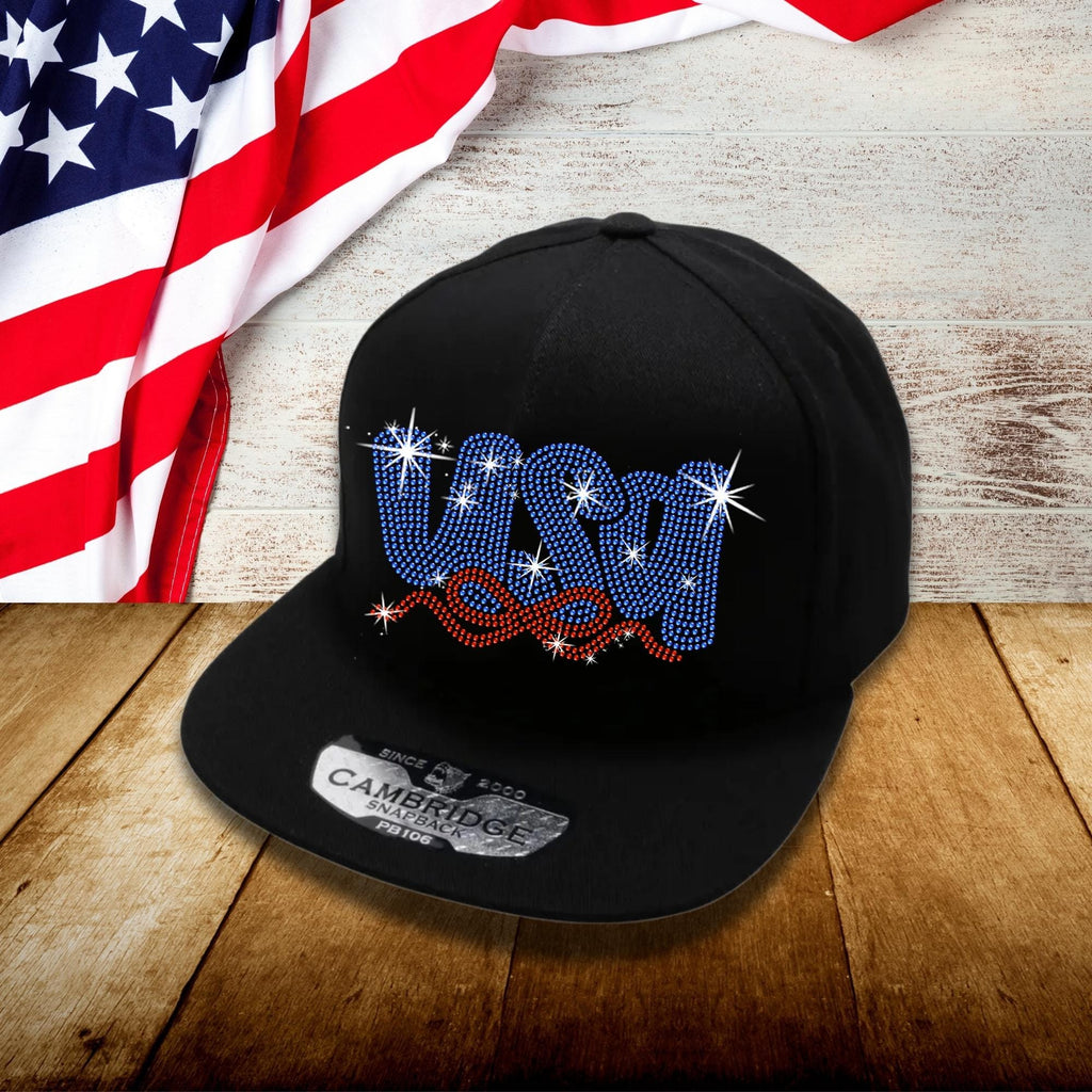 USA Rhinestone Snapback Cap: Patriotic 4th July Headwear