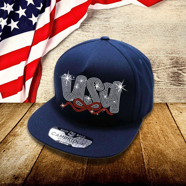 USA Rhinestone Snapback Cap: Patriotic 4th July Headwear