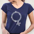Feminism Symbol Rhinestone T-Shirt: Women's Empowerment Tee