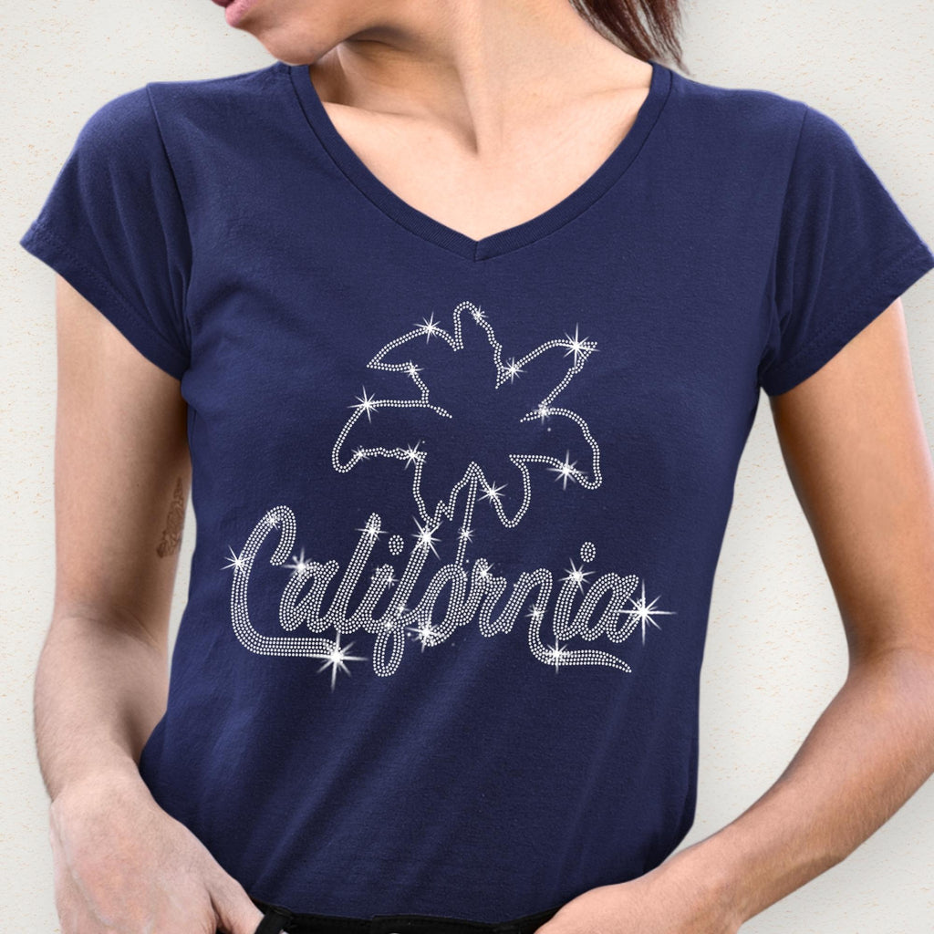 California Palm Rhinestone T-Shirt: Retro Beach Souvenir Tee
