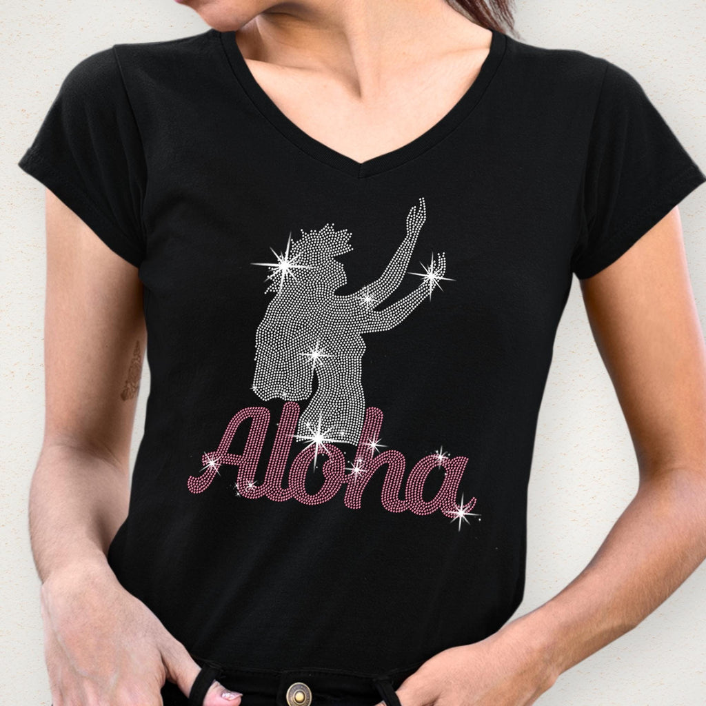 Aloha Girl Rhinestone T-Shirt: Hawaii Beach Vacation Tee