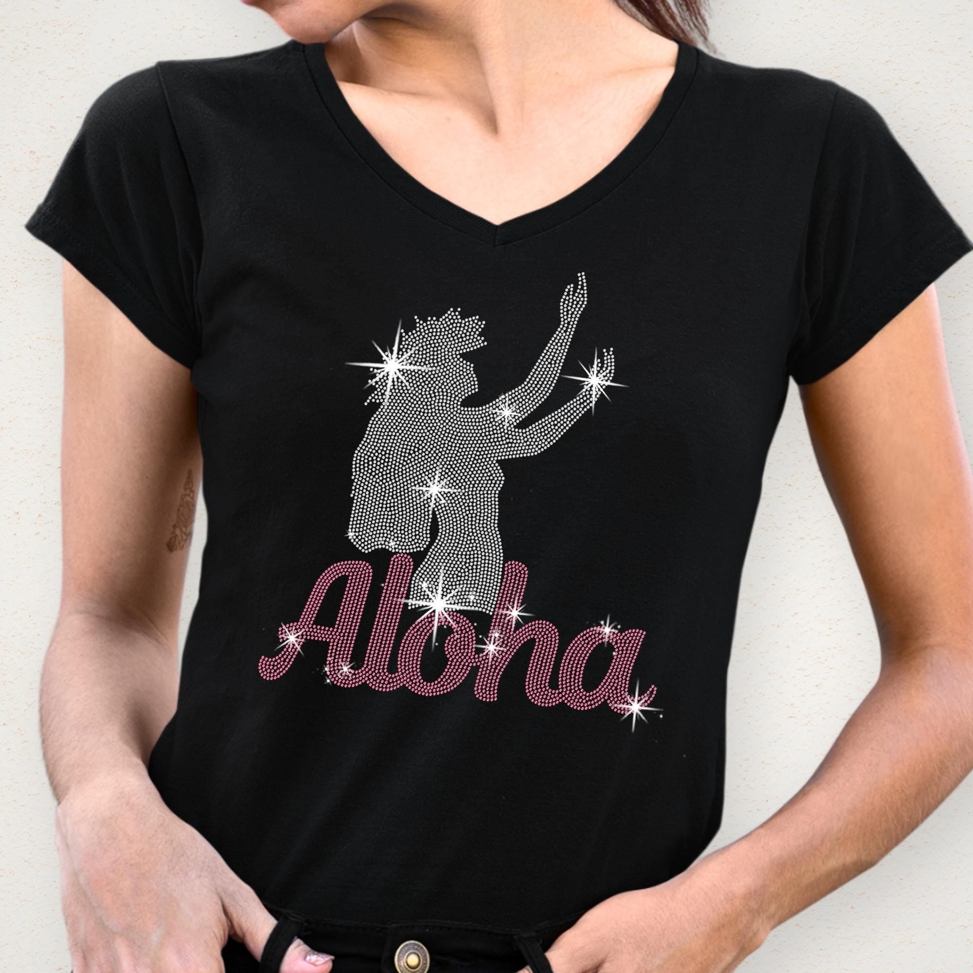 Aloha Girl Rhinestone T-Shirt: Hawaii Beach Vacation Tee