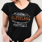Cleveland Rhinestone Football T-Shirt: Shiny Game Day Tee