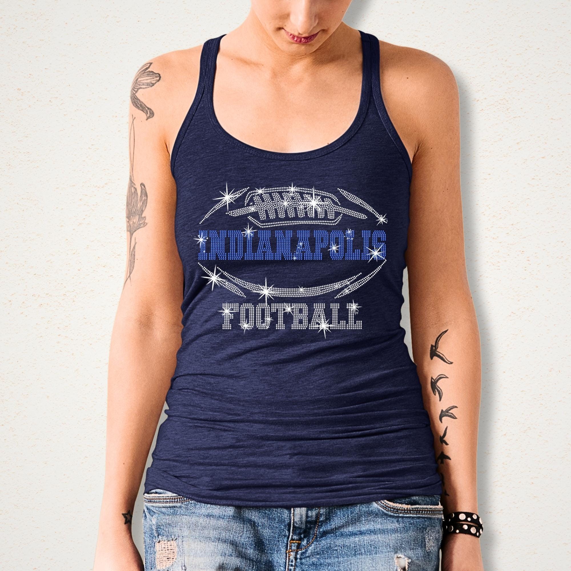 Indianapolis Rhinestone Football T-Shirt: Game Day Tailgate Tee Secondary image