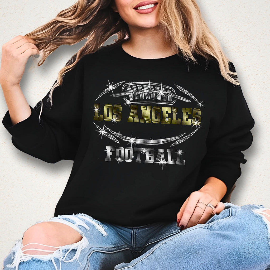 Los Angeles Rhinestone Football T-Shirt: Game Day Fan Tee