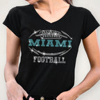 Miami Rhinestone Football T-Shirt: Sparkling Game Day Tee