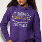 Minnesota Rhinestone Football T-Shirt: Glitter Fan Design