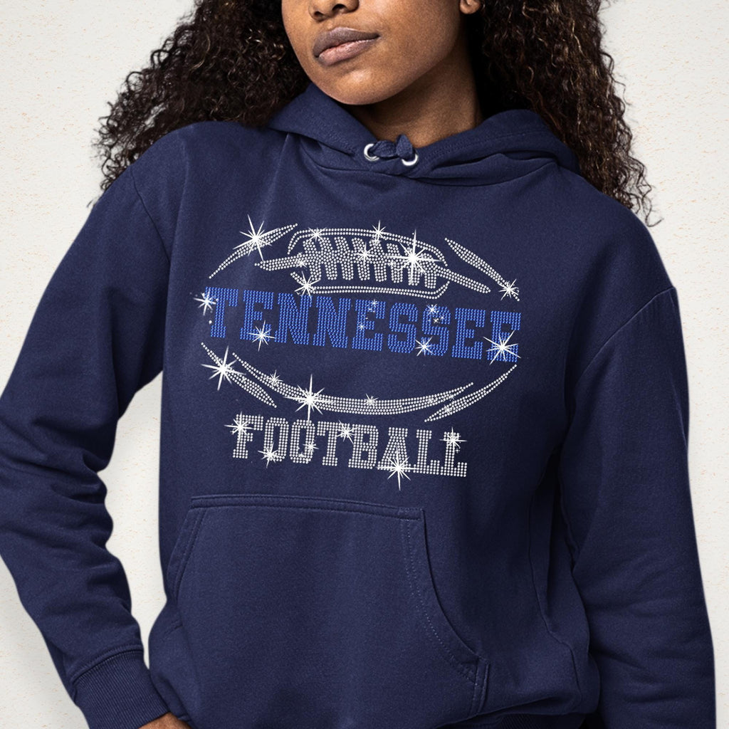 Tennessee Rhinestone Football T-Shirt: Glitter Bling Team Tee