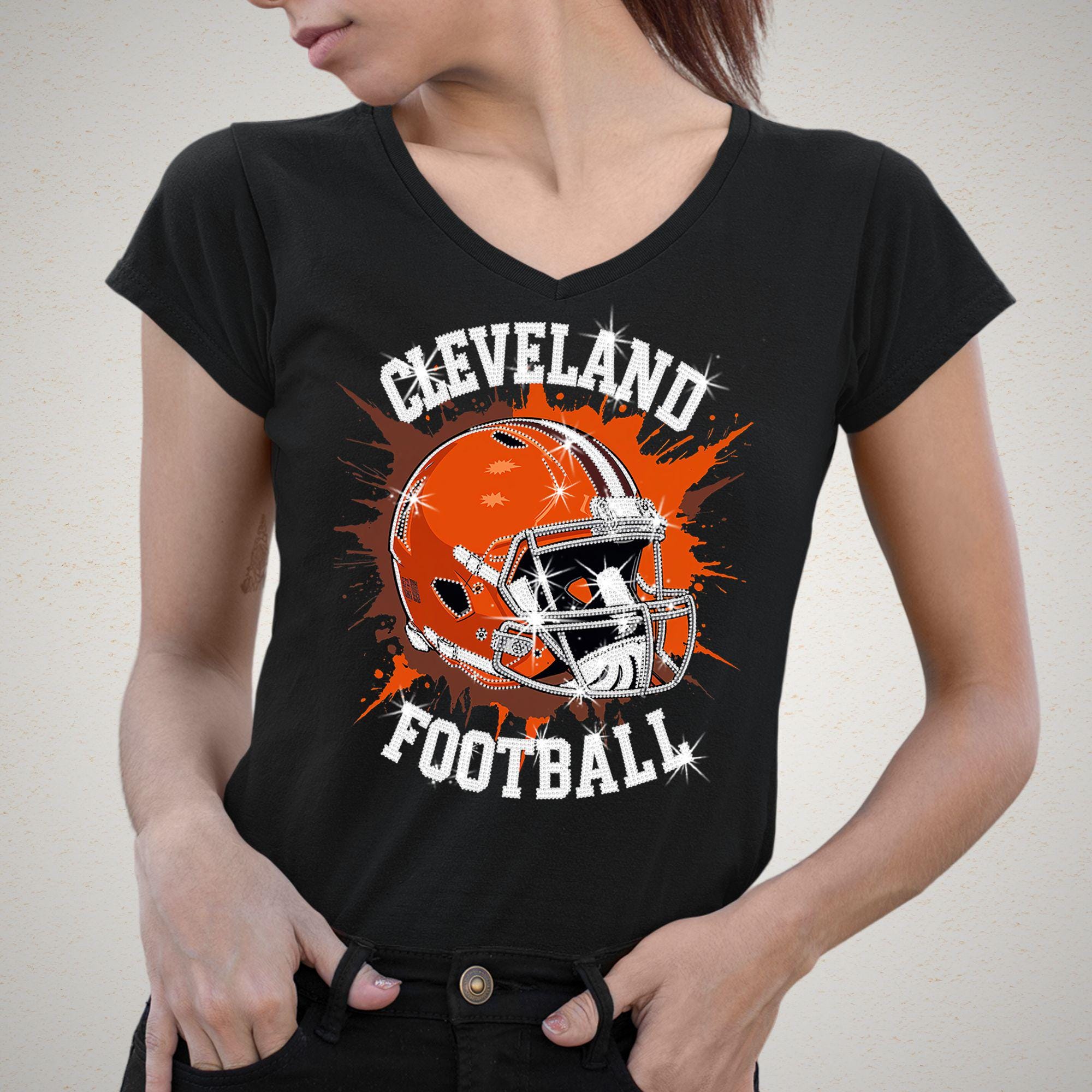 Cleveland Football Rhinestone DTF Shirt: Game Day Fan Tee Secondary image