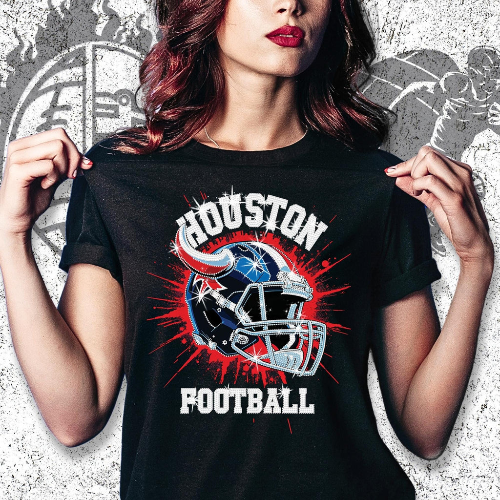 Houston Football Rhinestone Shirt: Sparkling Game Day Tee