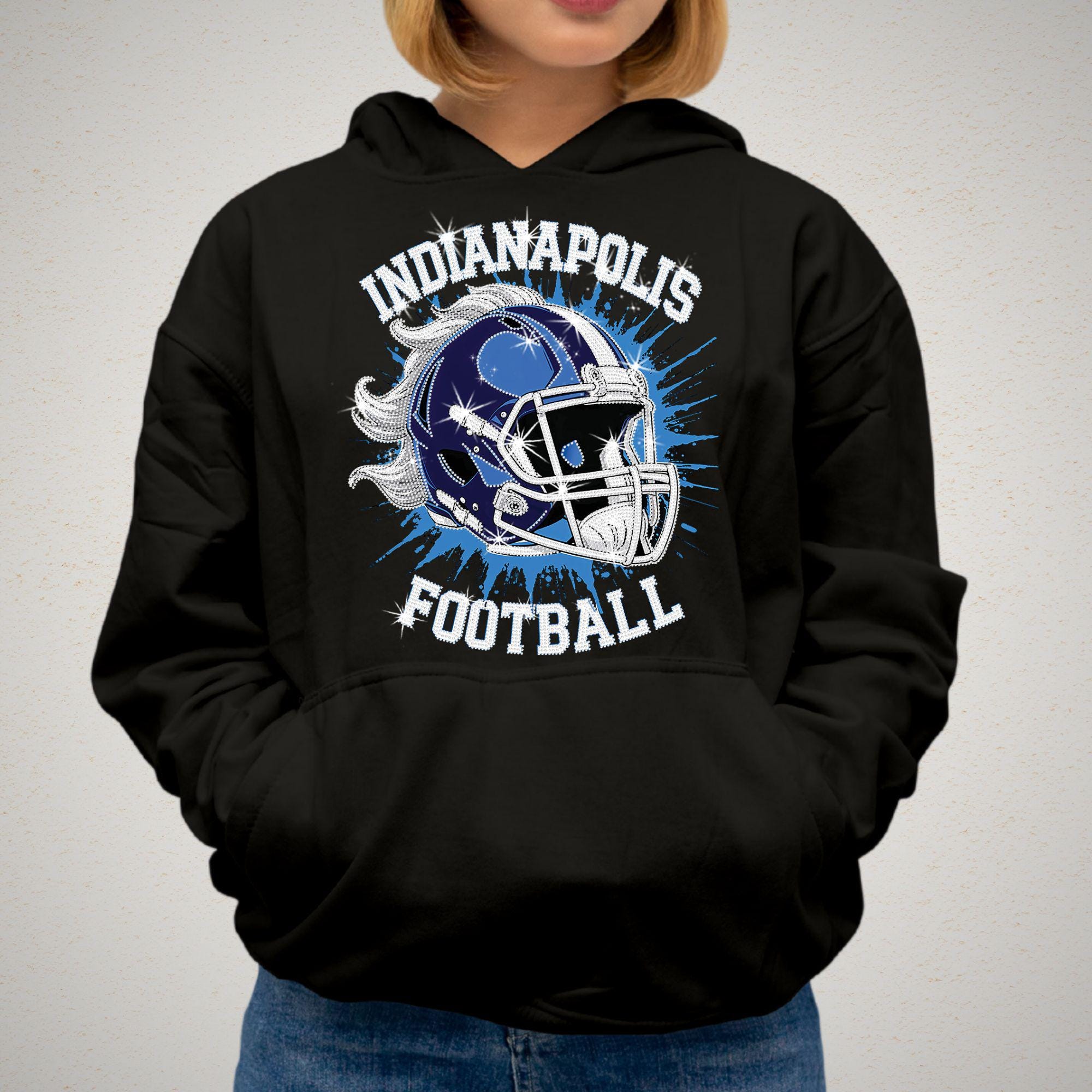 Indianapolis Football Rhinestone Shirt: Sparkling Game Day Tee DTF Rhinestone Mix