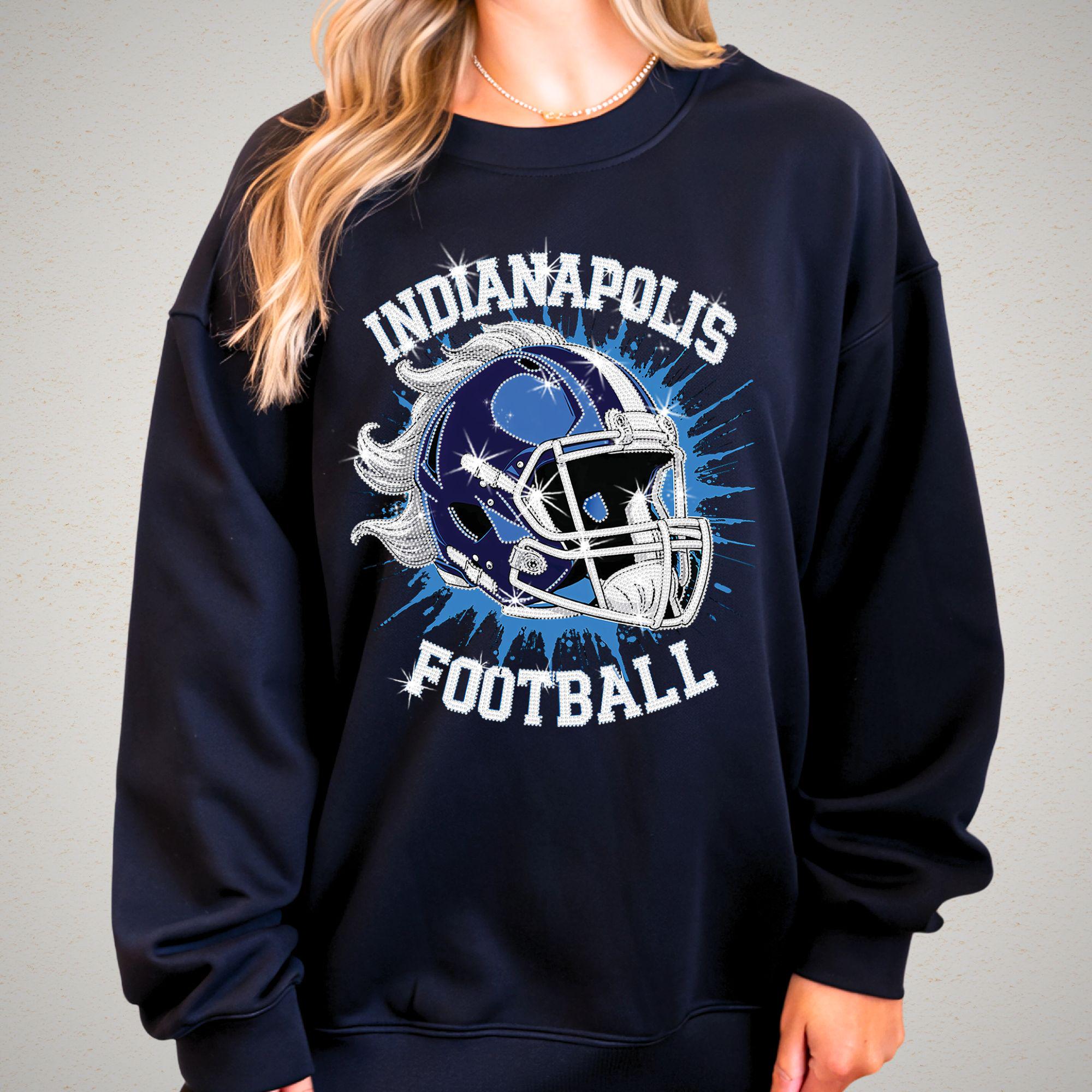 Indianapolis Football Rhinestone Shirt: Sparkling Game Day Tee DTF Rhinestone Mix