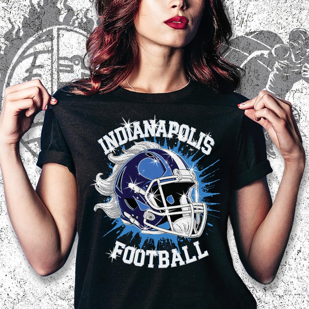 Indianapolis Football Rhinestone Shirt: Sparkling Game Day Tee DTF Rhinestone Mix